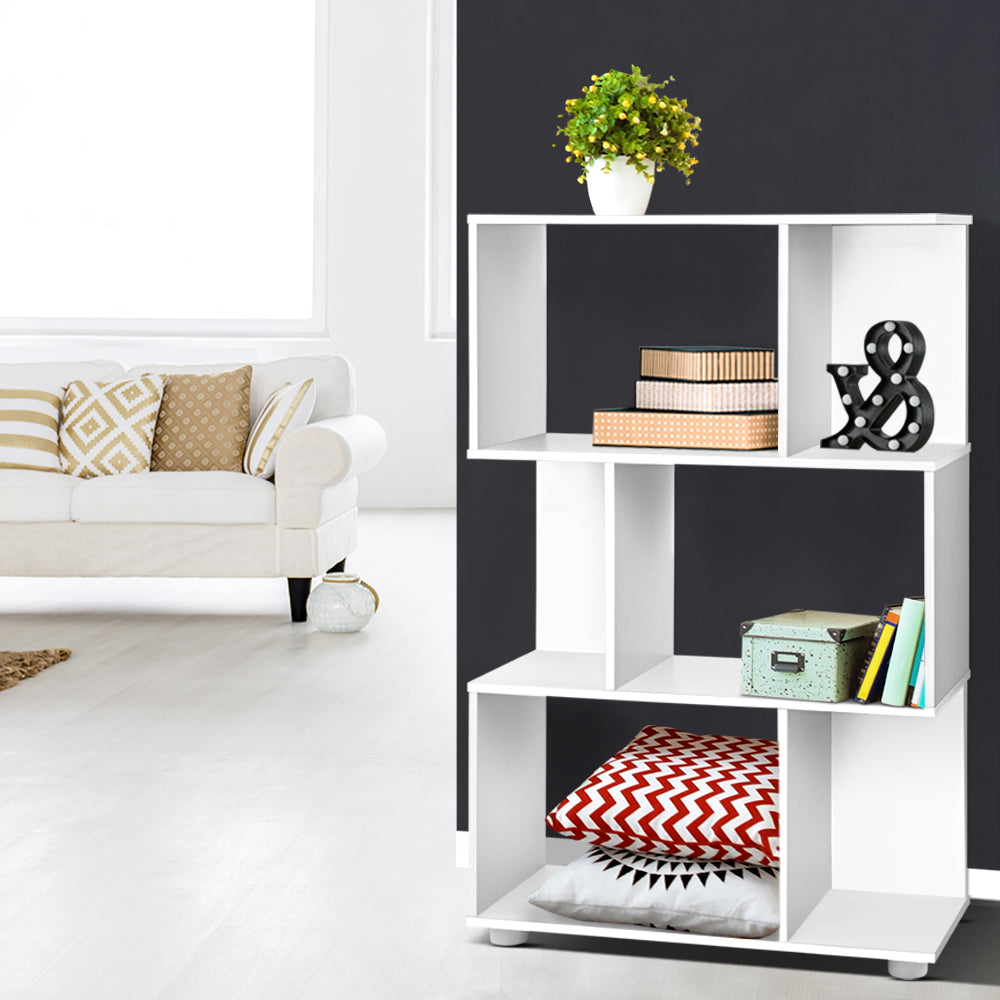 Bookshelf 3-tier Zig Zag Style White Homecoze