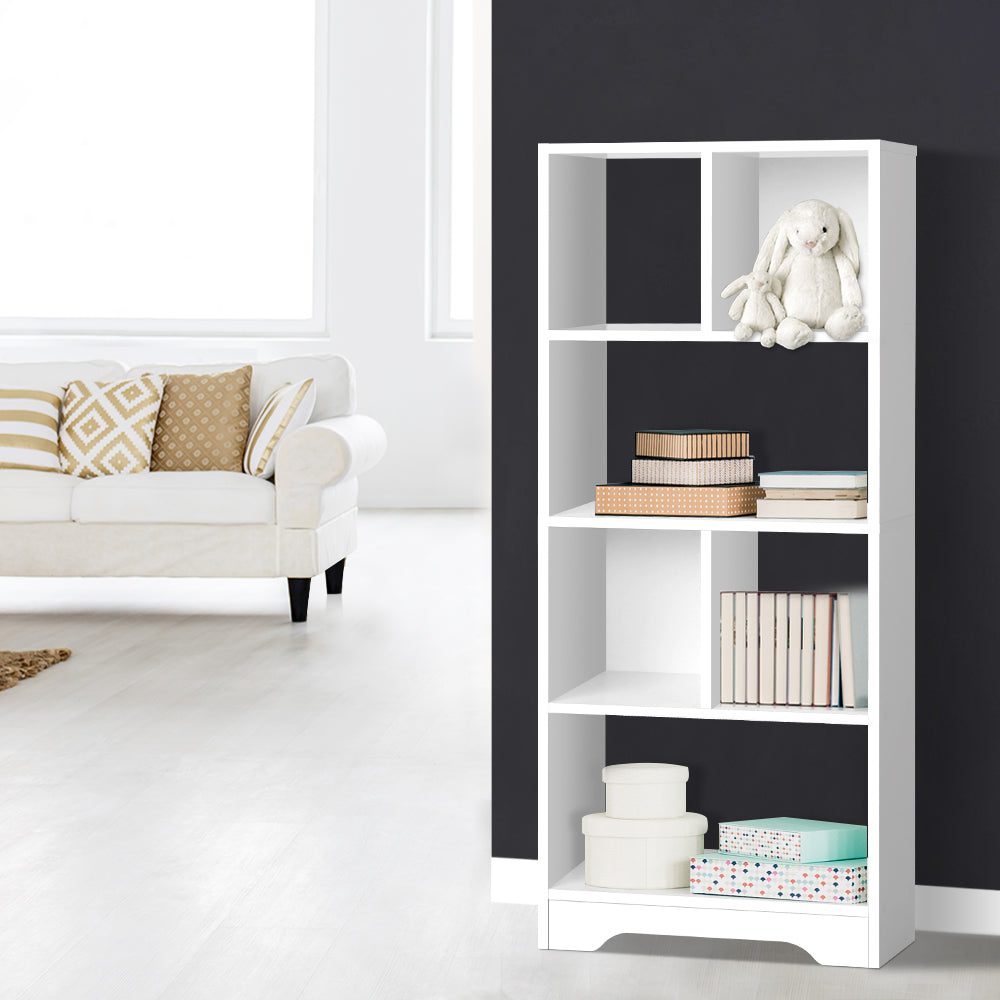 Display Shelf Bookcase 4 Tier Design - White Homecoze