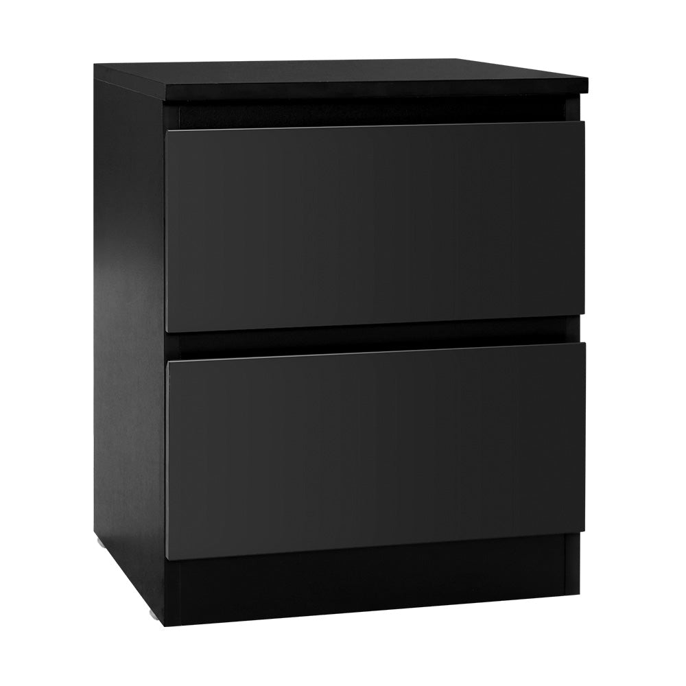 Modern 2 Drawer Bedside Table - Black Homecoze