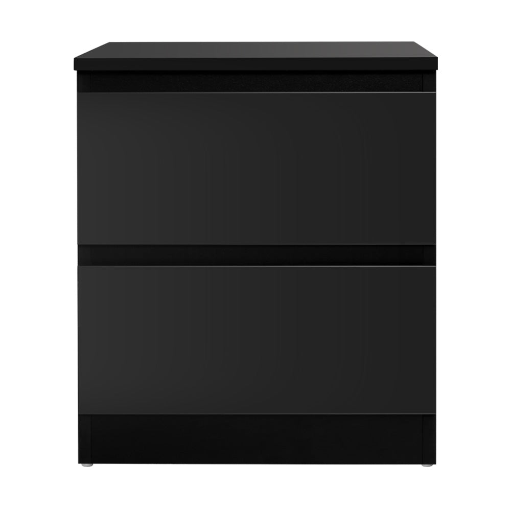 Modern 2 Drawer Bedside Table - Black Homecoze