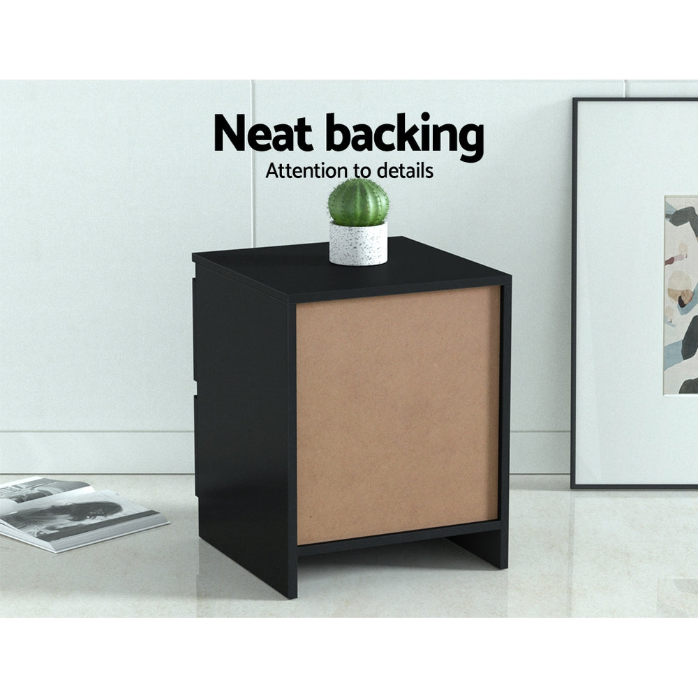 Modern 2 Drawer Bedside Table - Black Homecoze