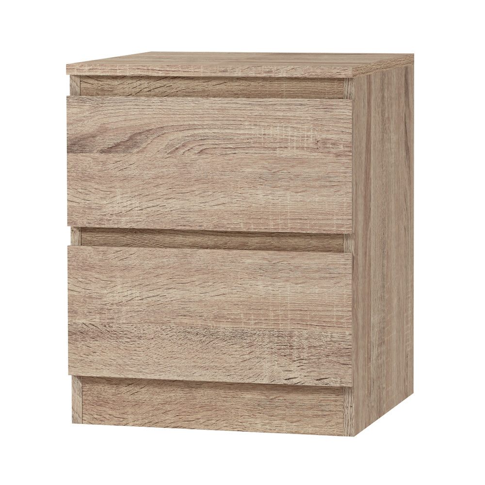 Modern Bedside Table with 2 Drawers - Oak Homecoze