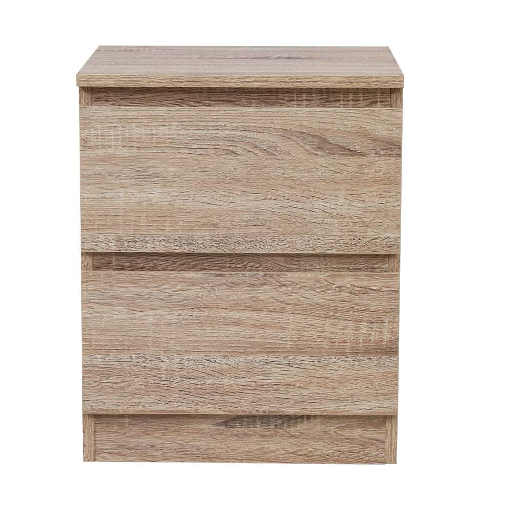 Modern Bedside Table with 2 Drawers - Oak Homecoze