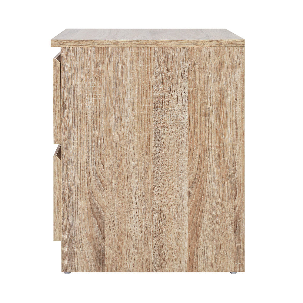 Modern Bedside Table with 2 Drawers - Oak Homecoze