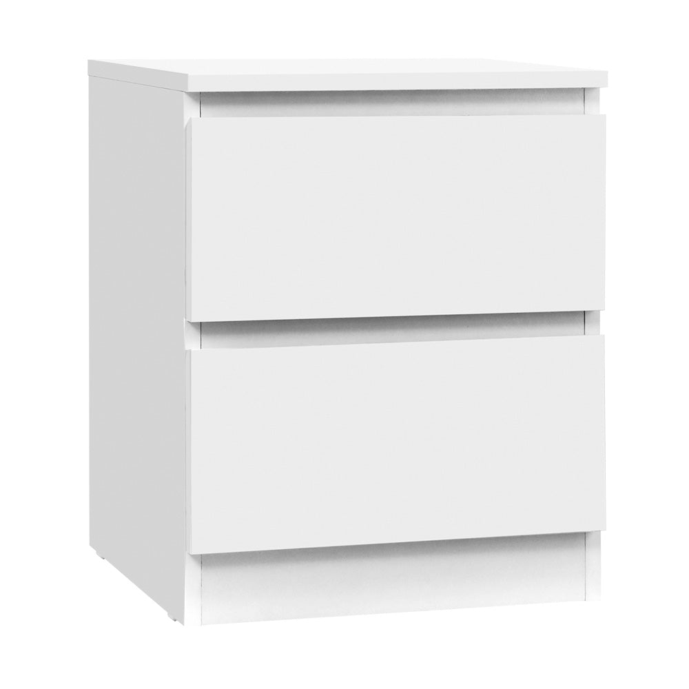 Modern 2 Drawer Bedside Table - White Homecoze