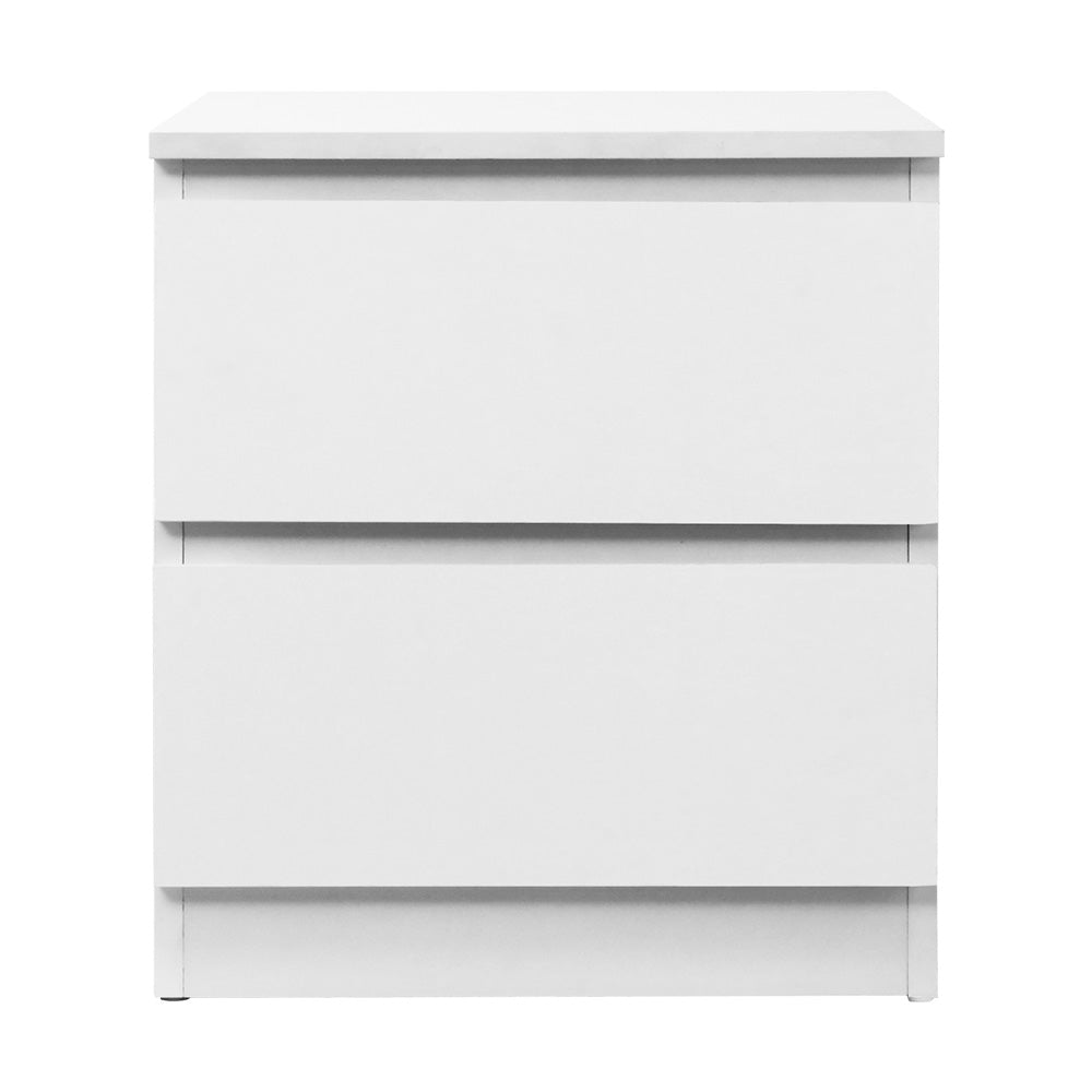 Modern 2 Drawer Bedside Table - White Homecoze