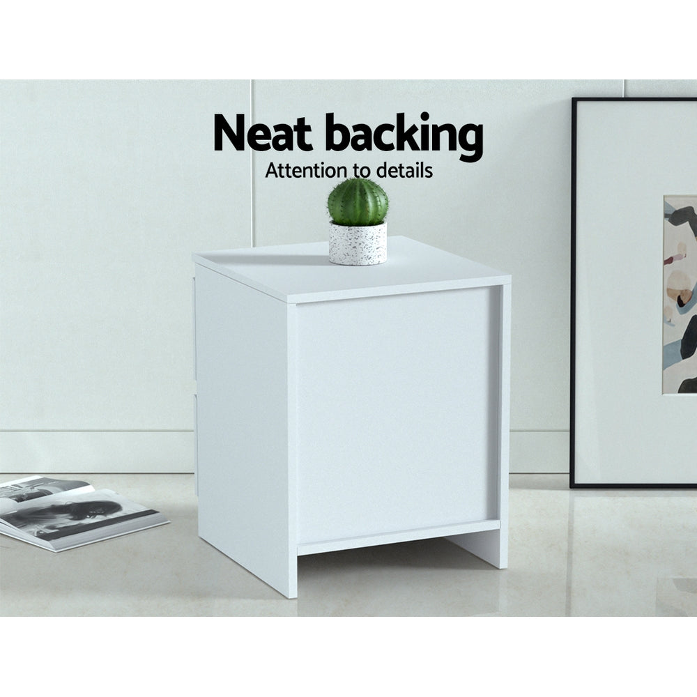 Modern 2 Drawer Bedside Table - White Homecoze