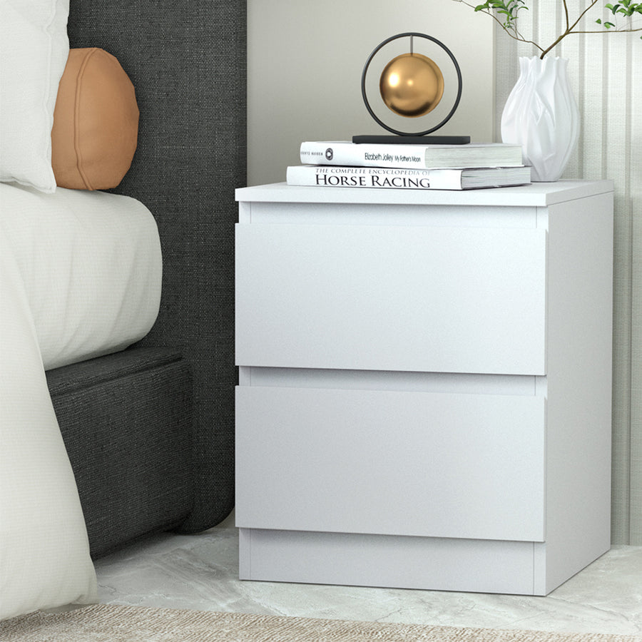 Modern 2 Drawer Bedside Table - White Homecoze