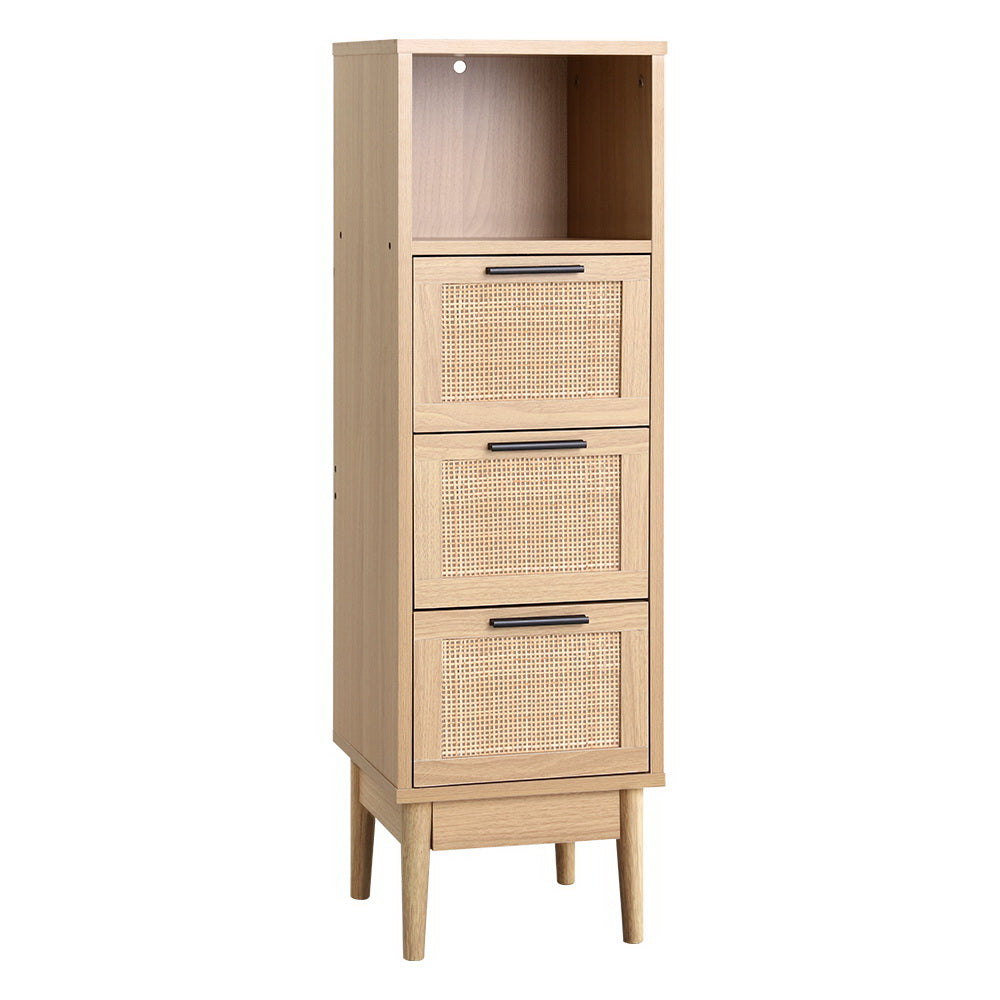 Rattan Mini Tallboy Chest of Drawers Cabinet Homecoze