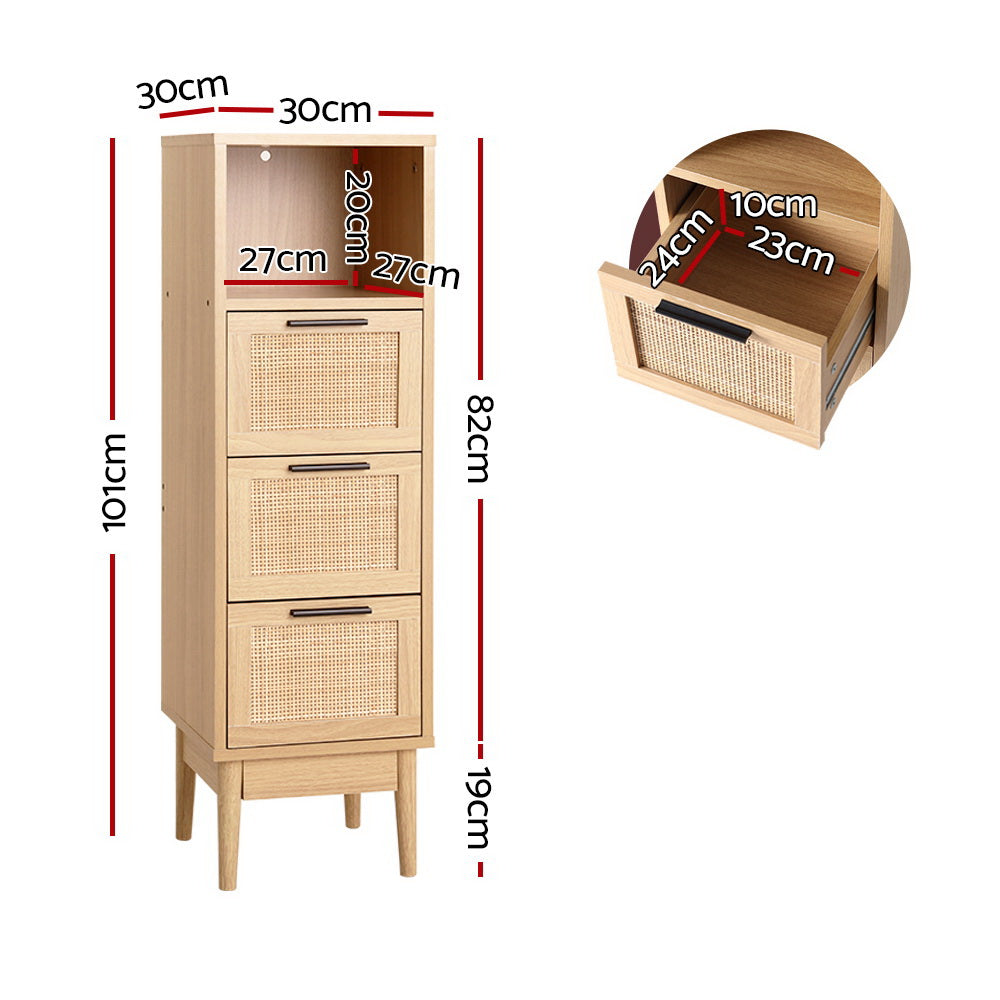 Rattan Mini Tallboy Chest of Drawers Cabinet Homecoze