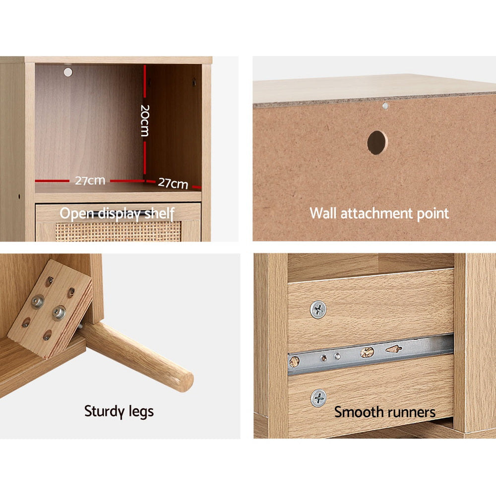 Rattan Mini Tallboy Chest of Drawers Cabinet Homecoze