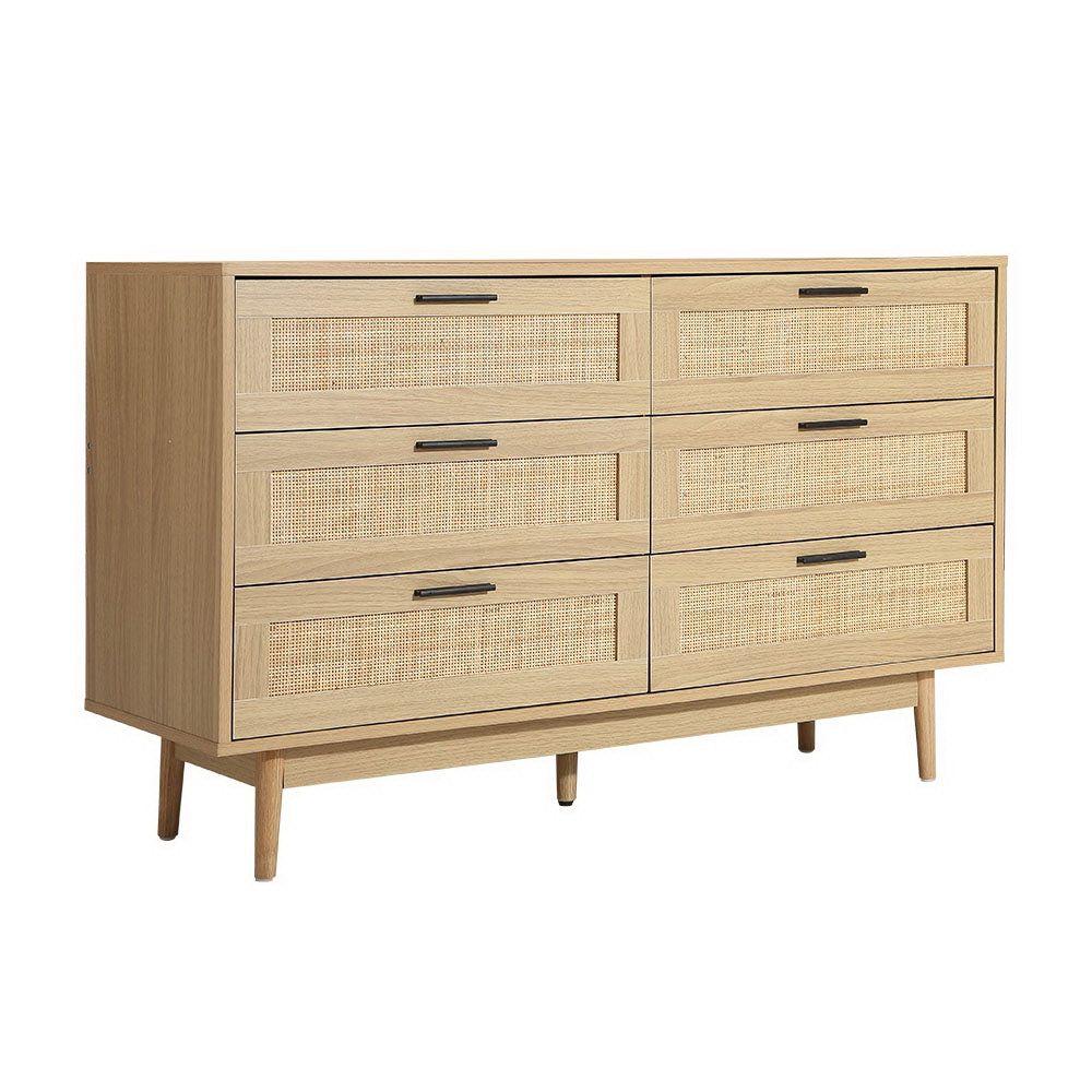 Rattan 6 Drawer Lowboy Chest of Drawers Homecoze
