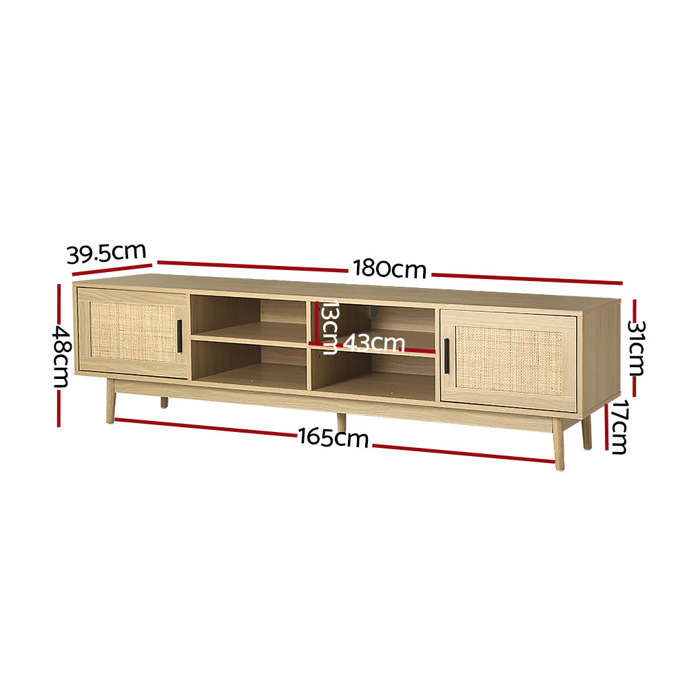 Rattan Coastal Wooden Style Entertainment Unit - 180cm Homecoze