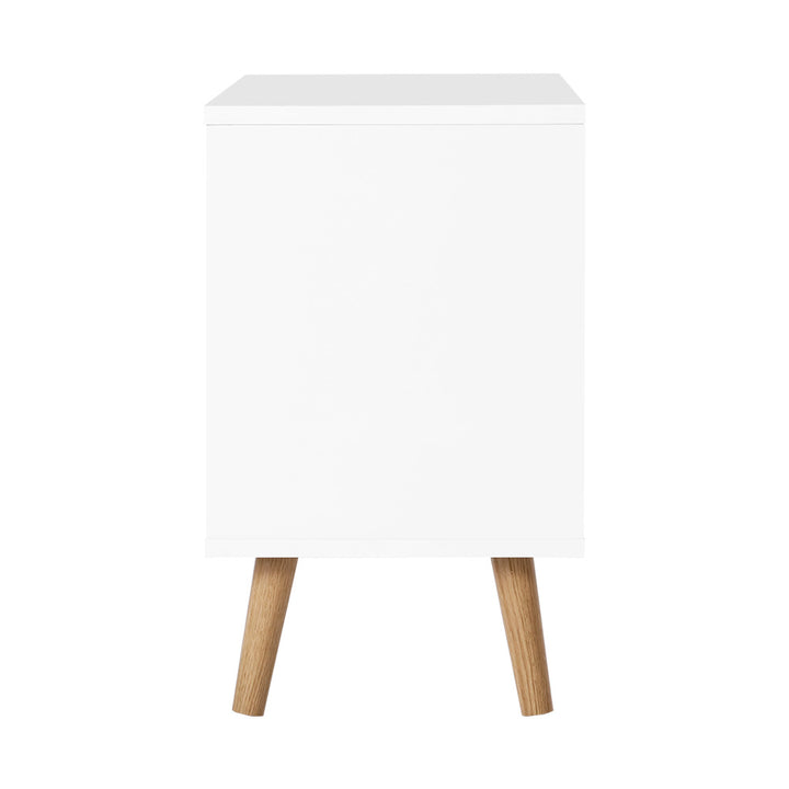 Classic Scandinavian Inspired Large 2 Drawer Side Table - White Homecoze