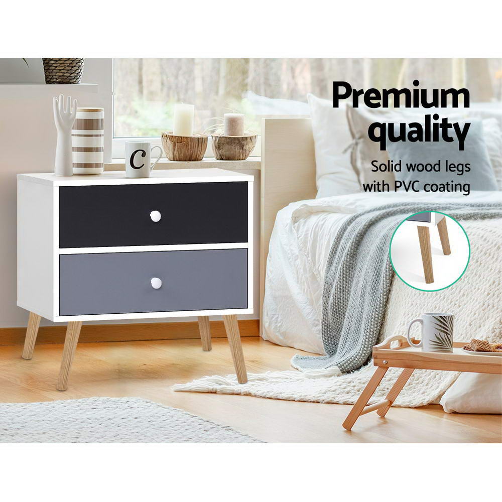 Scandinavian-inspired Bedside Tables Drawer - White Homecoze
