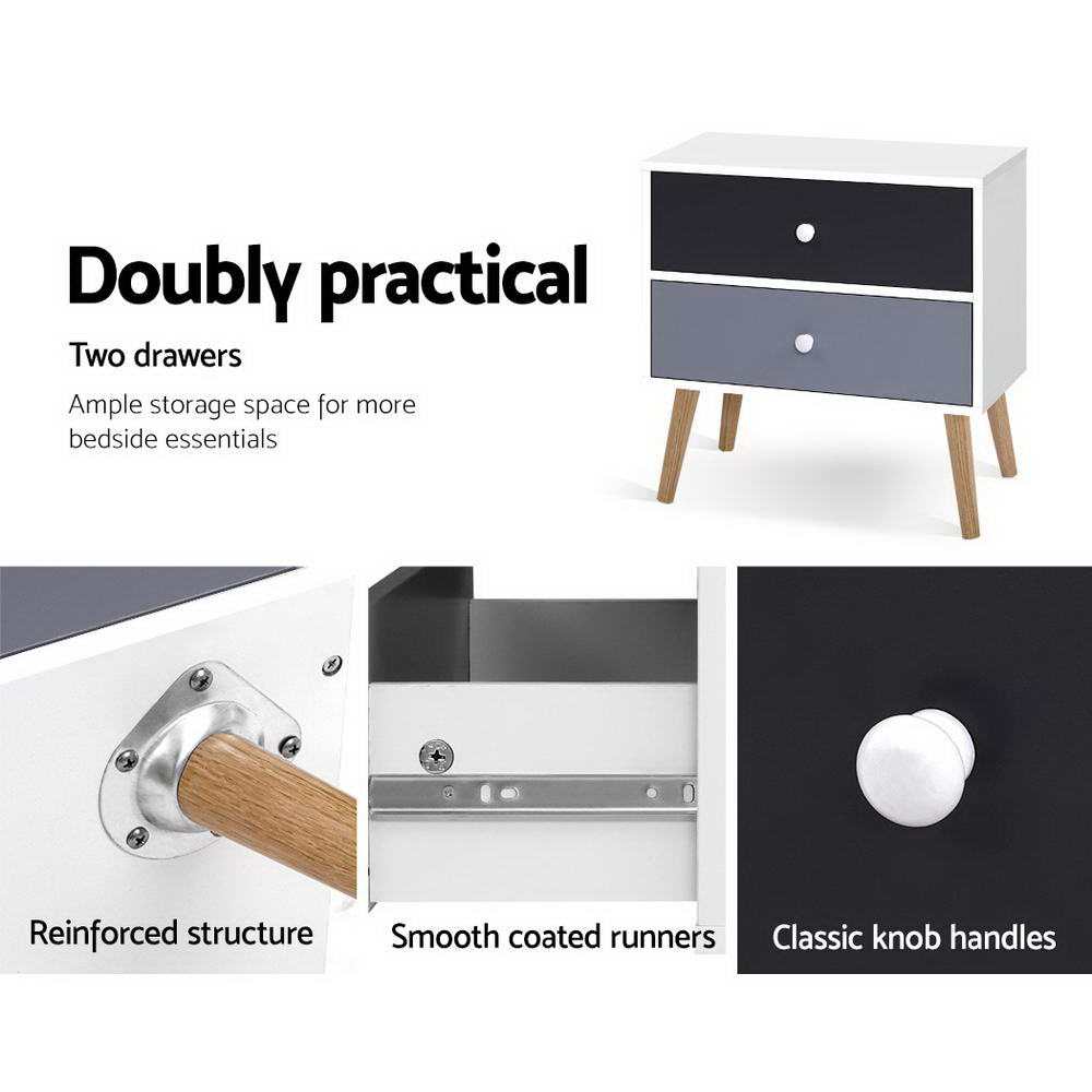 Scandinavian-inspired Bedside Tables Drawer - White Homecoze