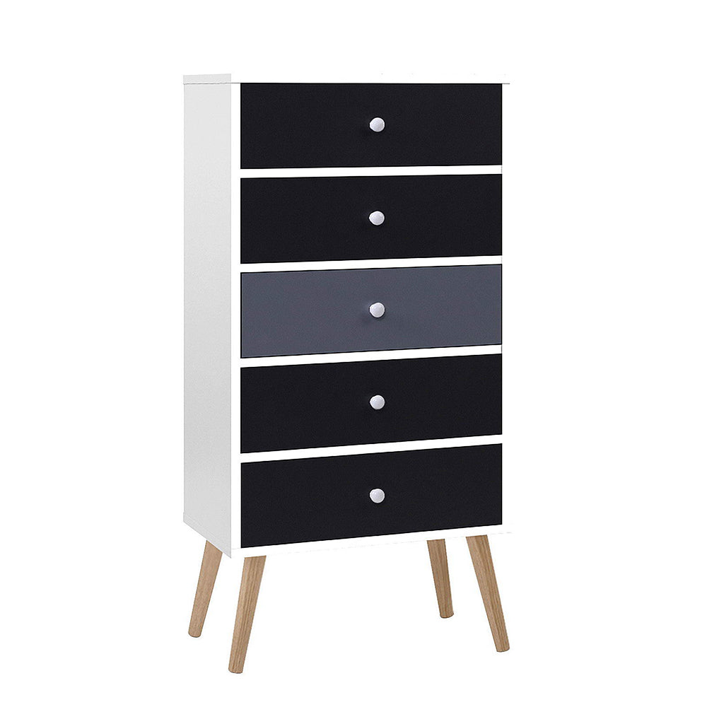 Scandinavian-Inspired Tallboy Chest of Drawers - Black & White Homecoze