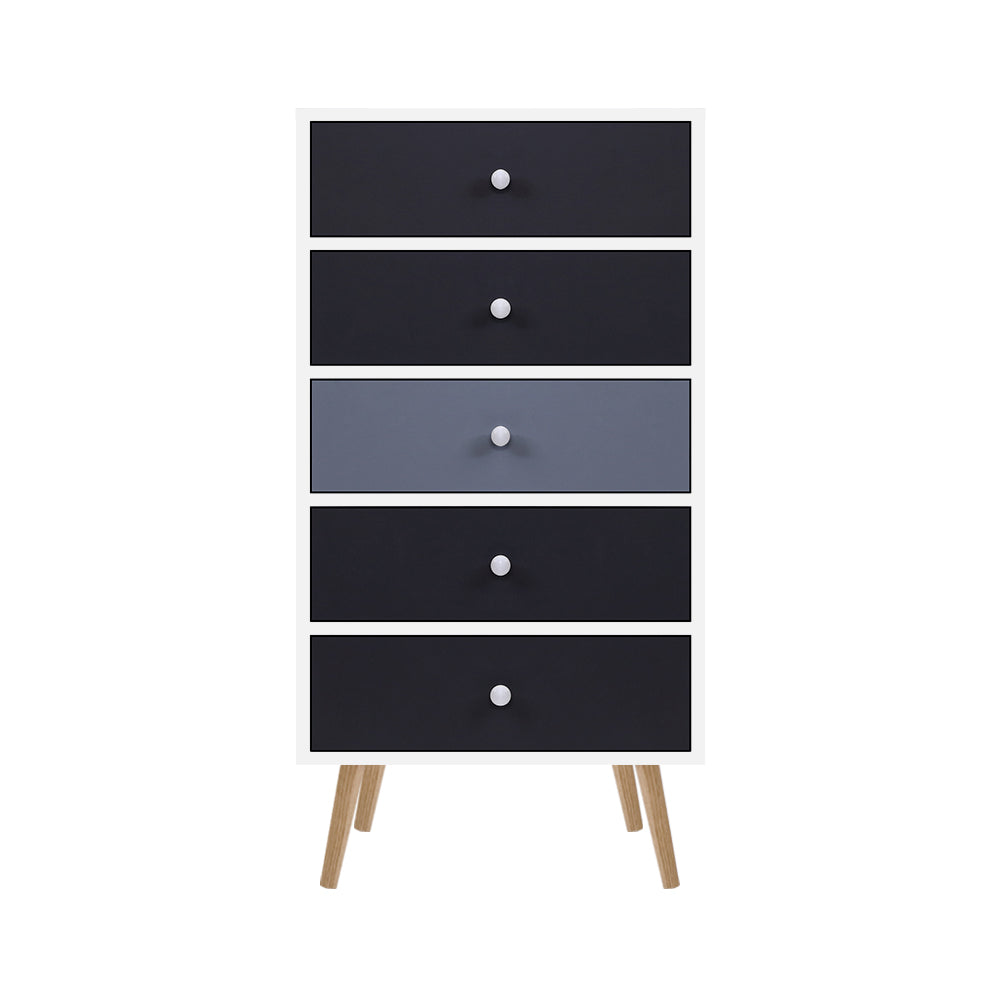 Scandinavian-Inspired Tallboy Chest of Drawers - Black & White Homecoze