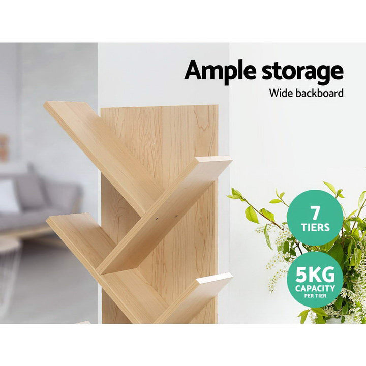 Bookshelf Unique 7 Shelf ‘Tree’ Design - Natural Homecoze