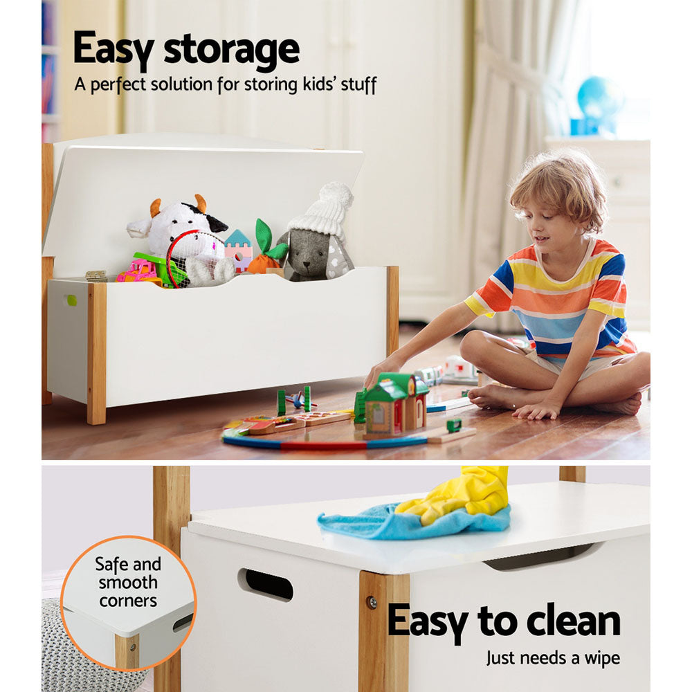 Kids Medium 2-in-1 Toy Storage Box & Bench Seat - White Homecoze