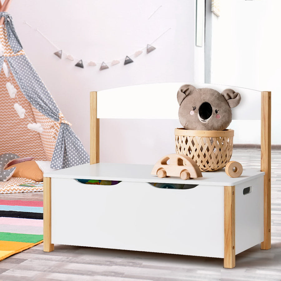 Kids Medium 2-in-1 Toy Storage Box & Bench Seat - White Homecoze