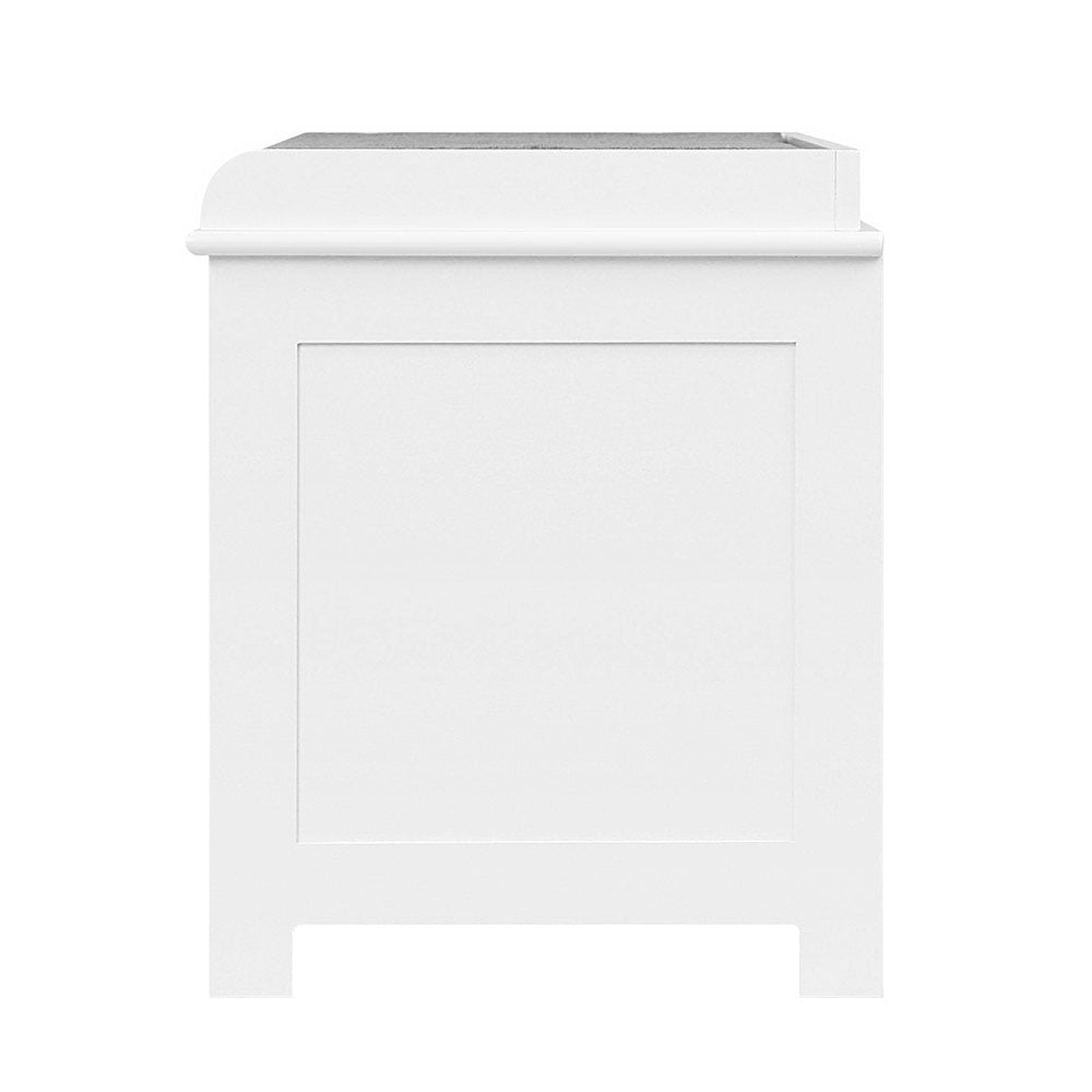 Fabric Shoe Bench with Drawers - White & Grey Homecoze