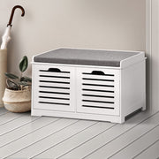 Fabric Shoe Bench with Drawers - White & Grey Homecoze