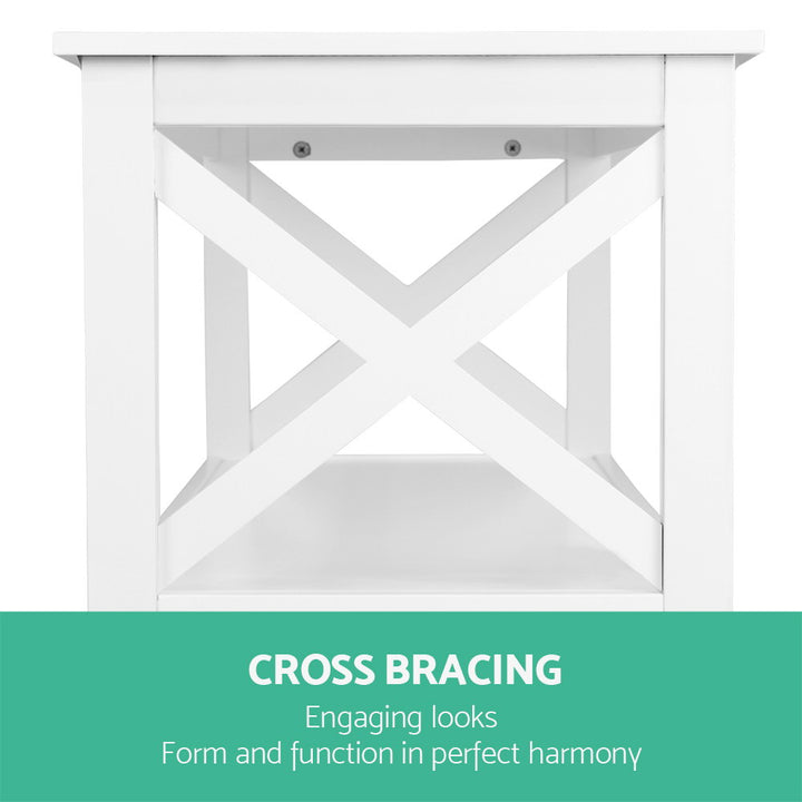 3 Shelf Display Console Side Table - White Homecoze