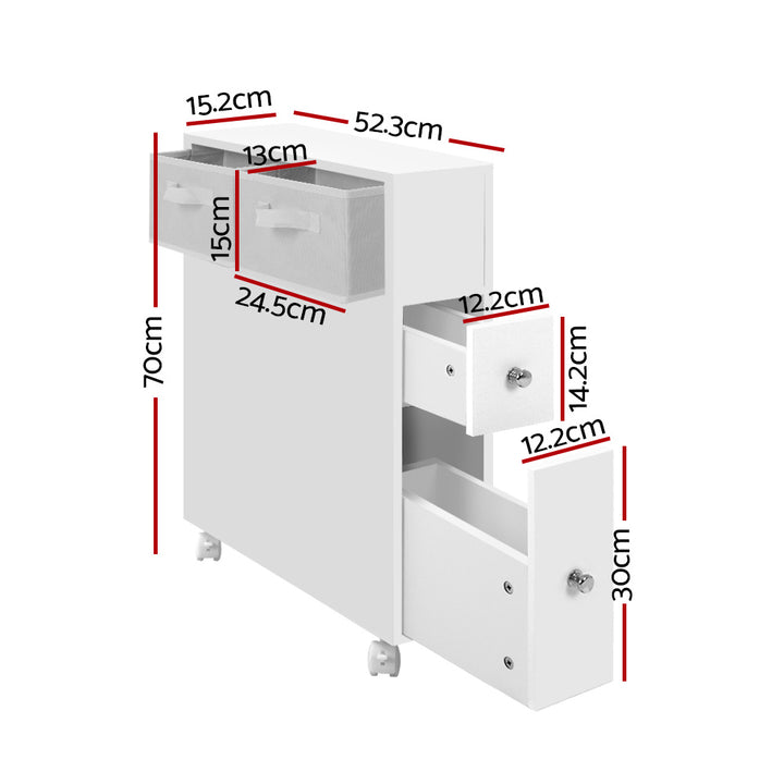 Narrow Bathroom Cabinet Toilet Storage Caddy Holder with Wheels Homecoze