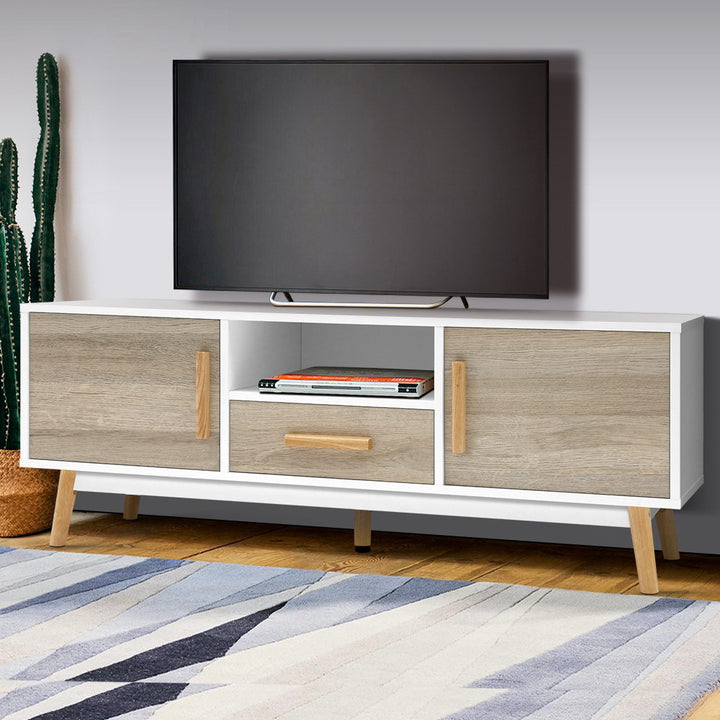 White & Oak Wooden Entertainment Unit 120cm Homecoze