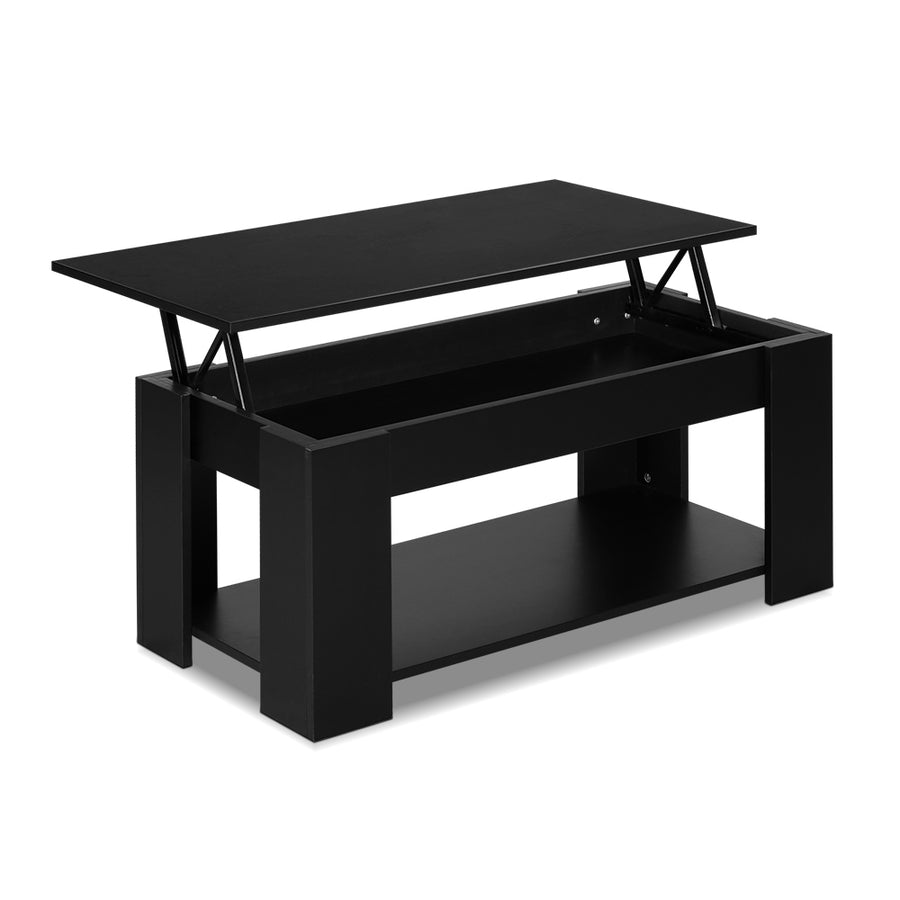 Lift Up Top Coffee Table Laptop Desk Storage Shelf - Black Homecoze