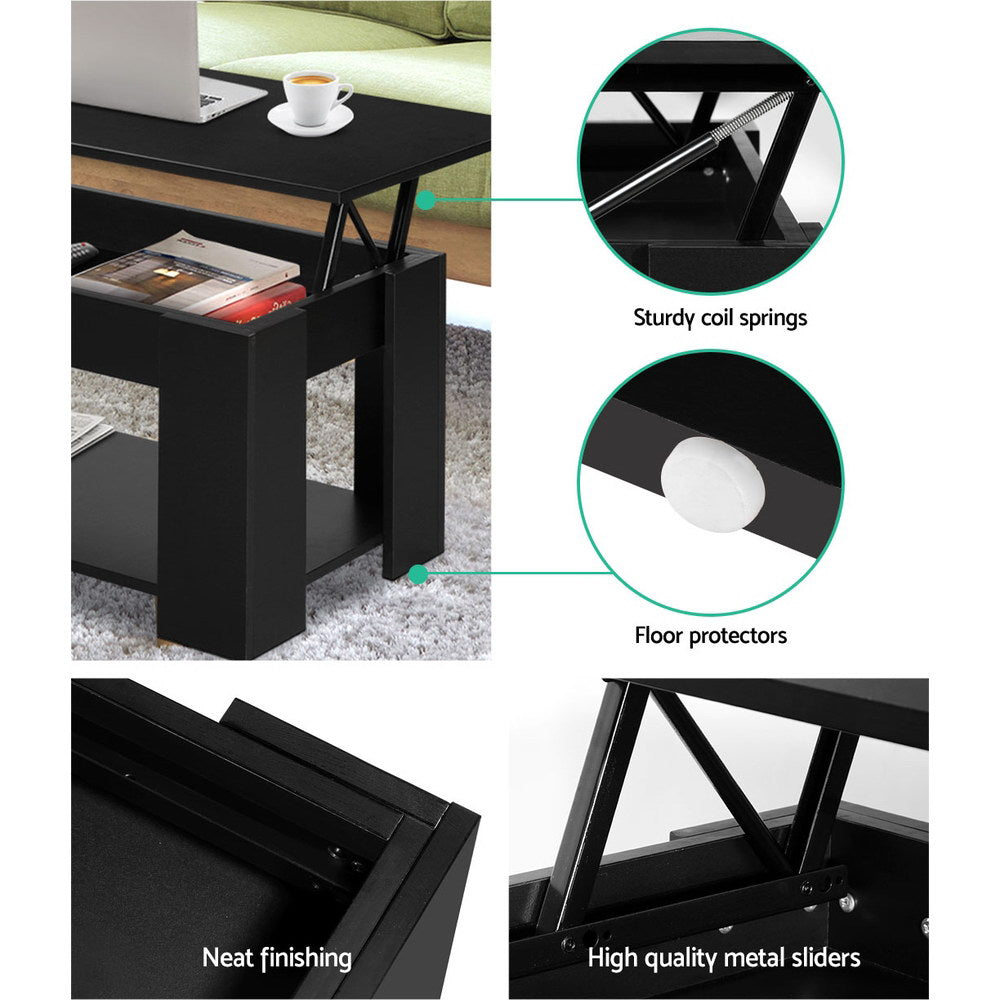 Lift-top Storage Coffee Table - Black - Homecoze