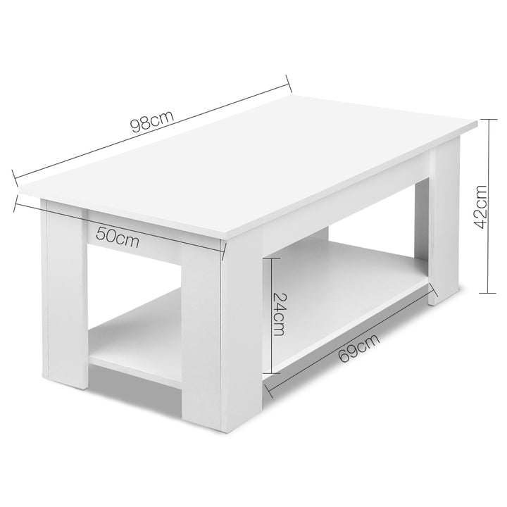 Lift Up Top Laptop Working Desk Storage Mechanical Coffee Table - White Homecoze