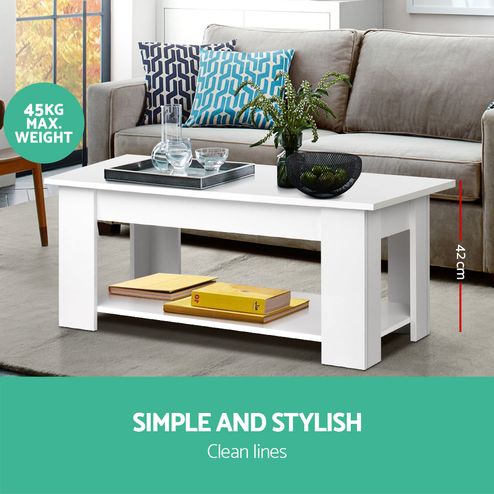 Lift-top Storage Coffee Table - White - Homecoze