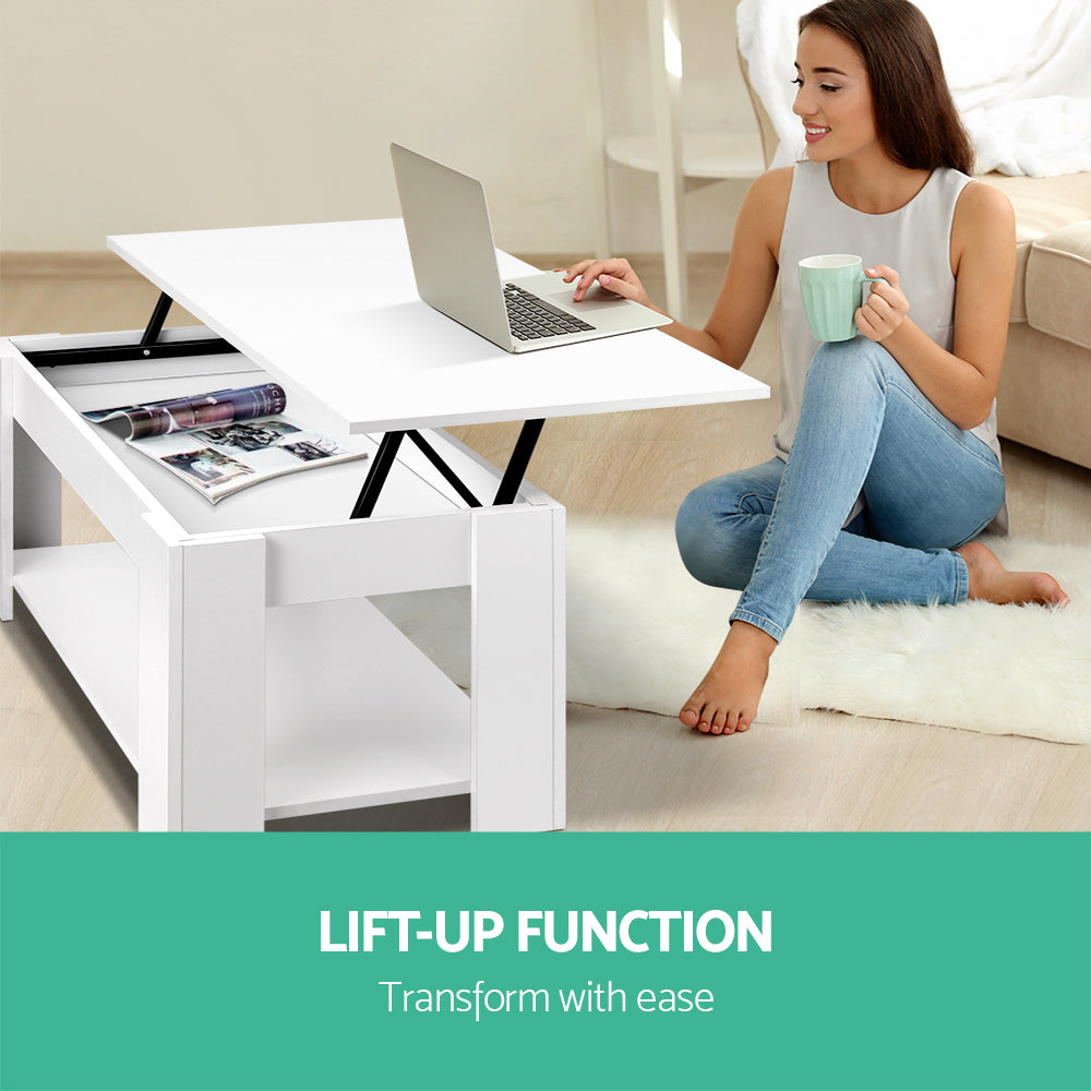 Lift-top Storage Coffee Table - White - Homecoze