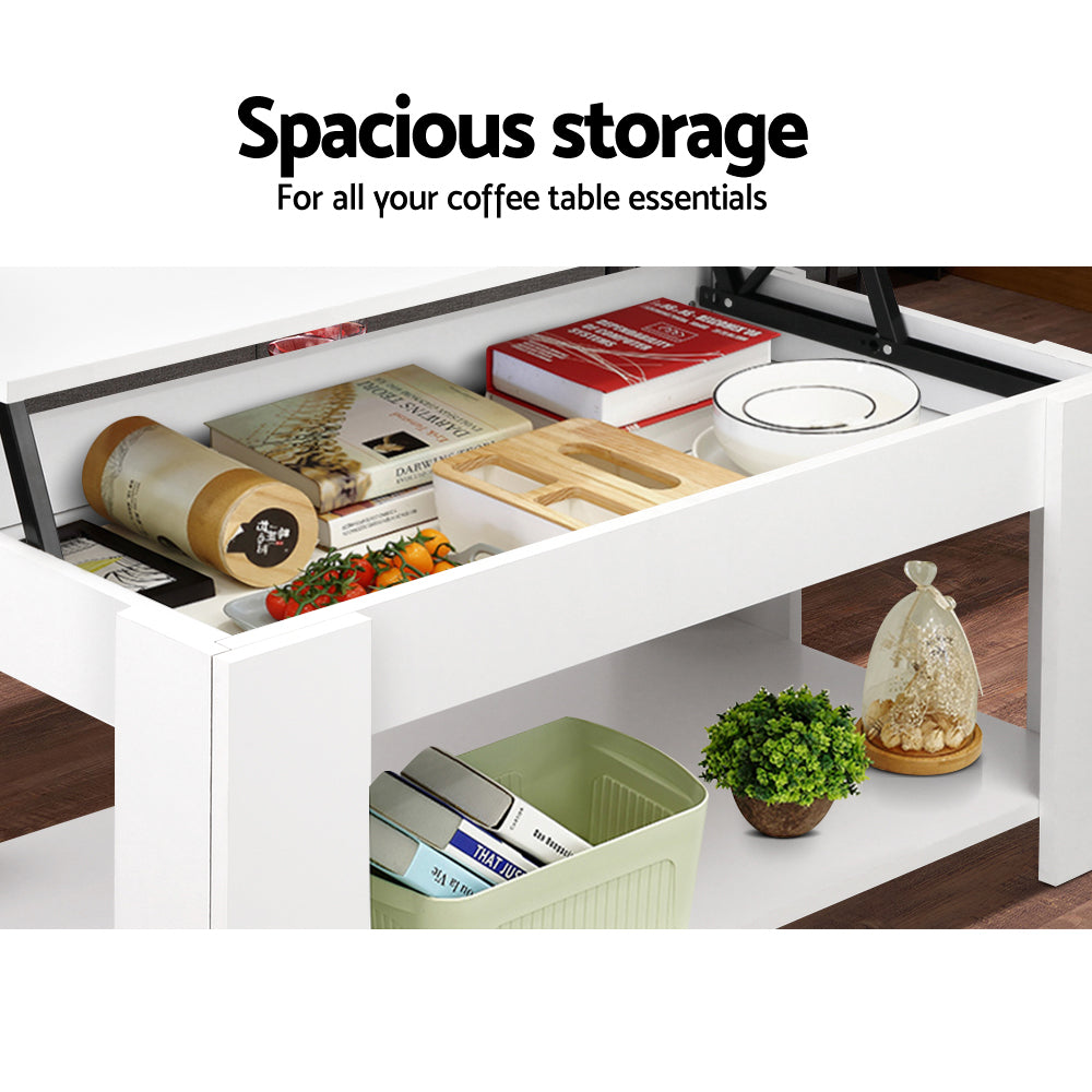 Lift-top Storage Coffee Table - White - Homecoze
