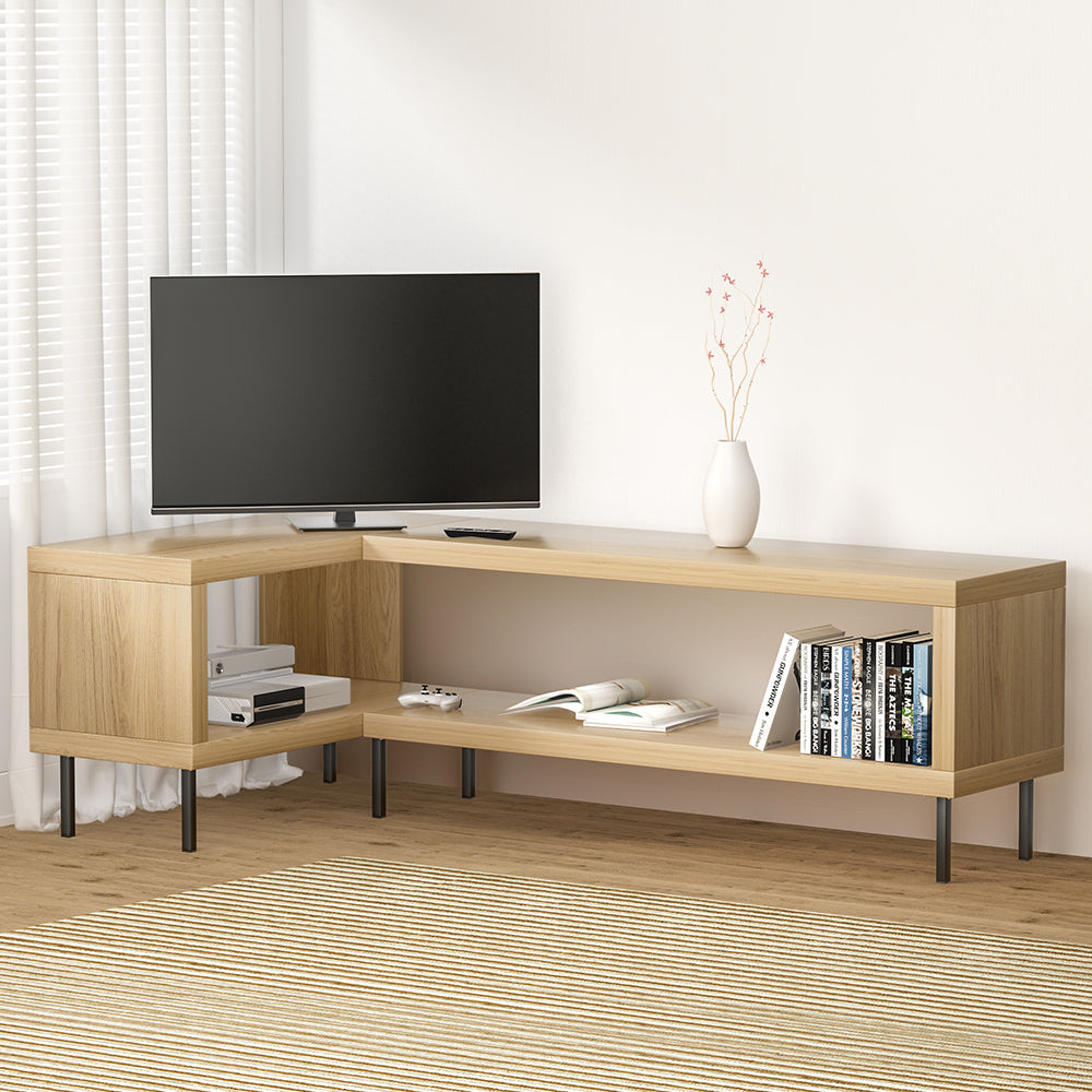 Corner L-Shape TV Entertainment Unit - Pine