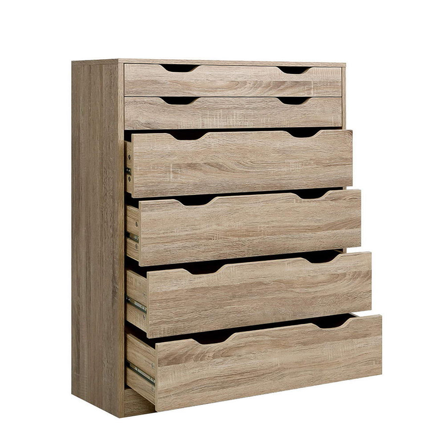 6 Drawer Chest of Drawers Tallboy Dresser - Oak Homecoze