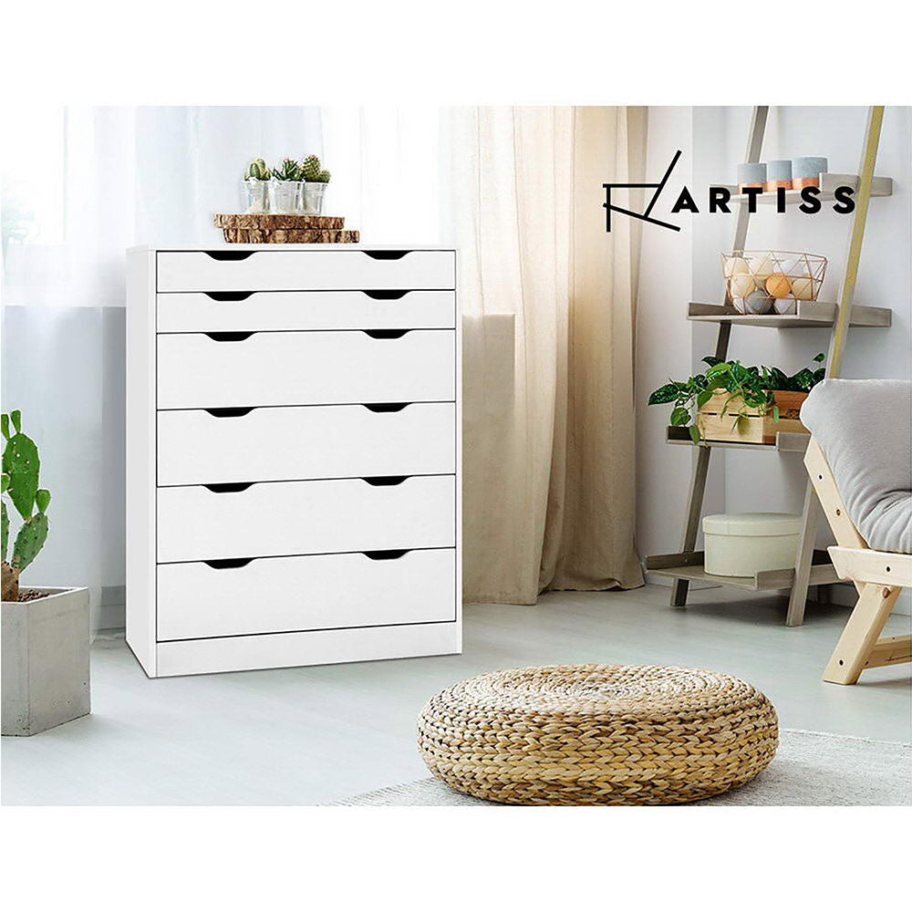 6 Drawer Chest of Drawers Tallboy Dresser - White Homecoze