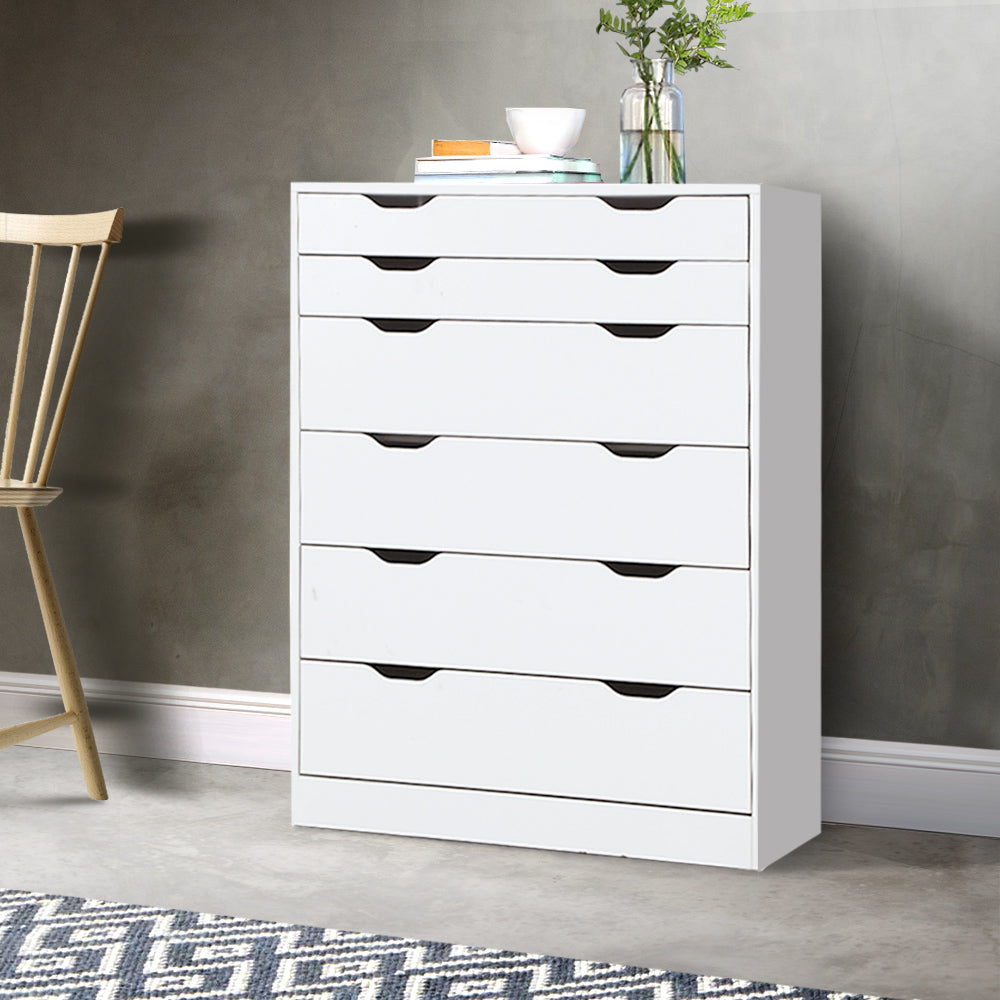 6 Drawer Chest of Drawers Tallboy Dresser - White Homecoze