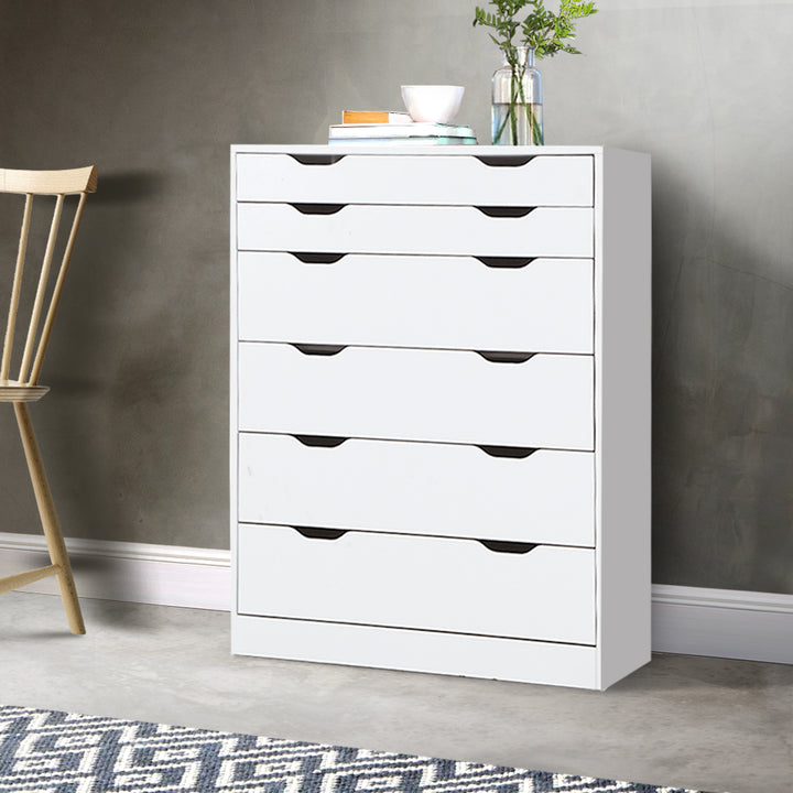 6 Drawer Chest of Drawers Tallboy Dresser - White Homecoze