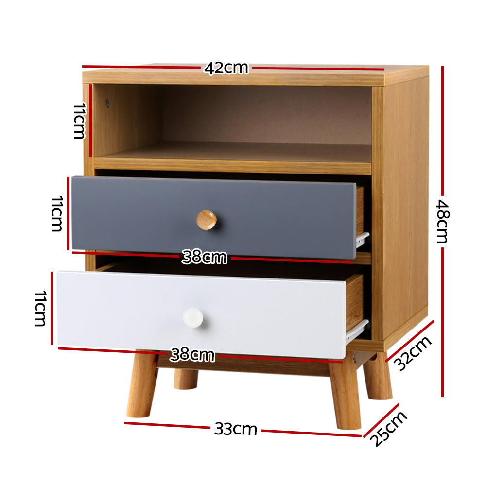 Scandinavian Inspired Wooden Bedside Table - Homecoze