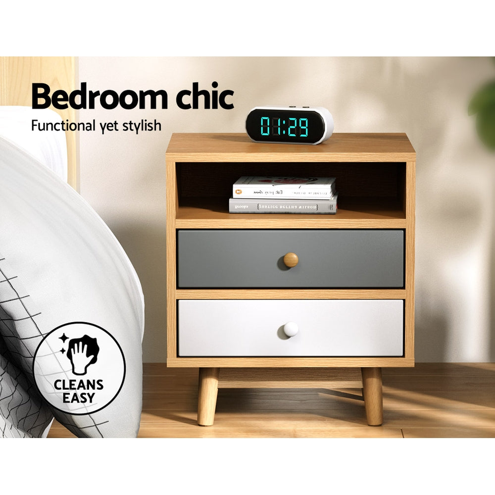 Scandinavian Inspired Wooden Bedside Table - Homecoze
