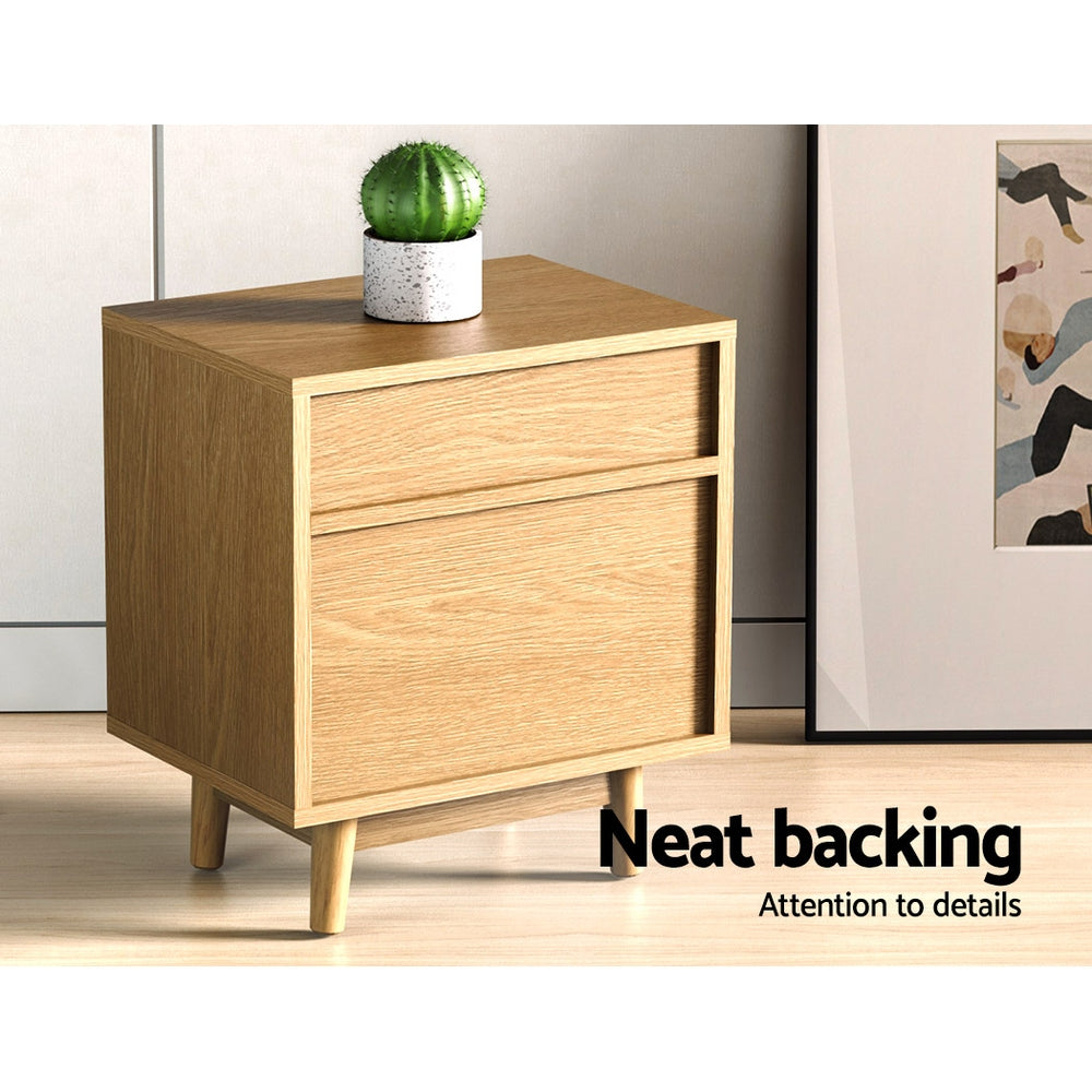 Scandinavian Inspired Wooden Bedside Table - Homecoze