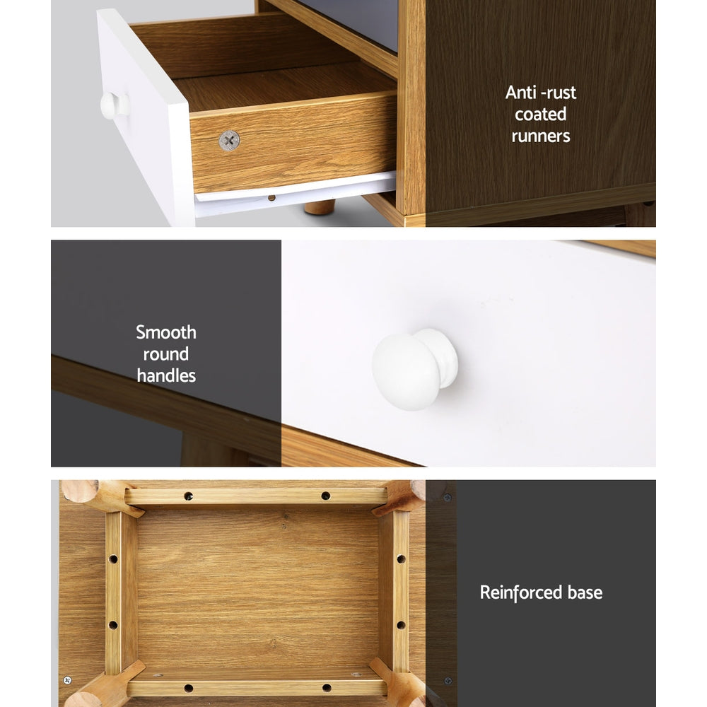 Scandinavian Inspired Wooden Bedside Table - Homecoze