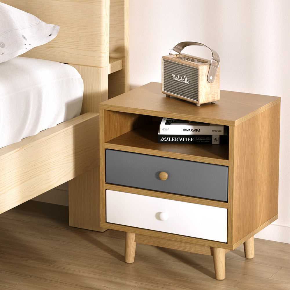 Scandinavian Inspired Wooden Bedside Table - Homecoze