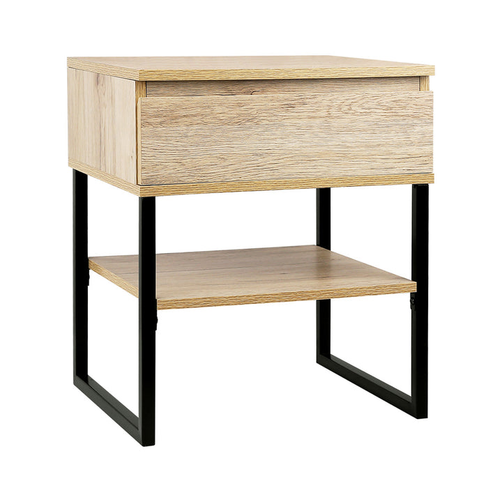 Modern Single Drawer & Shelf Bedside Table - Oak Homecoze