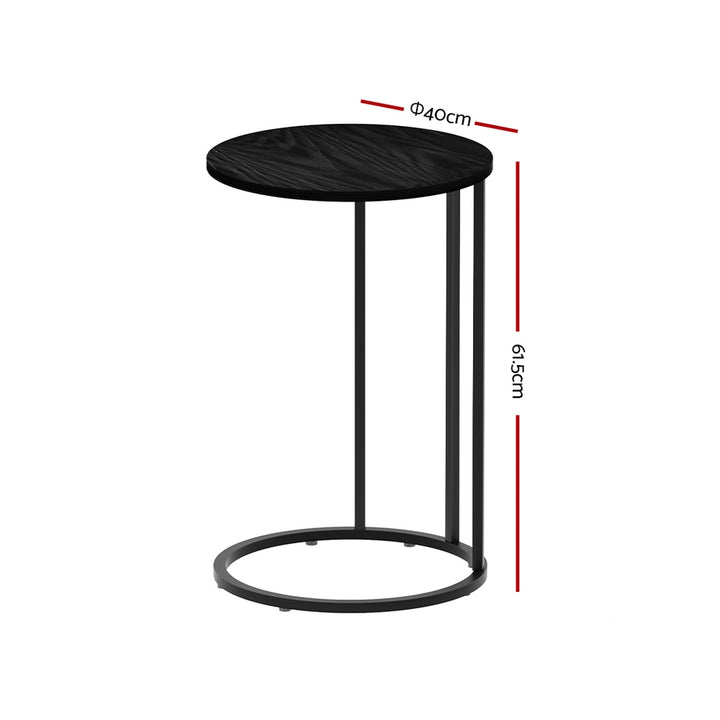 Modern Industrial Style Round Coffee Side Table - Black Homecoze