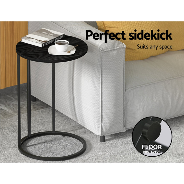 Modern Industrial Style Round Coffee Side Table - Black Homecoze