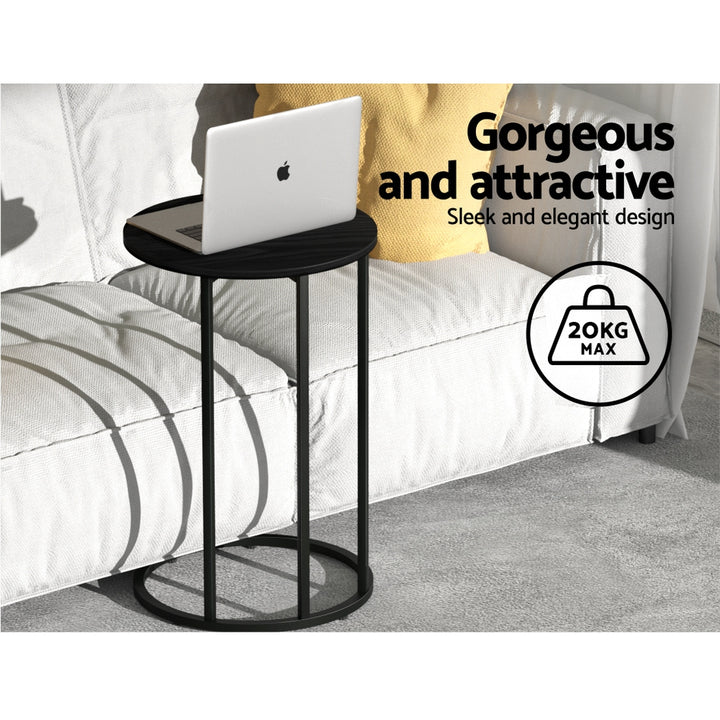 Modern Industrial Style Round Coffee Side Table - Black Homecoze